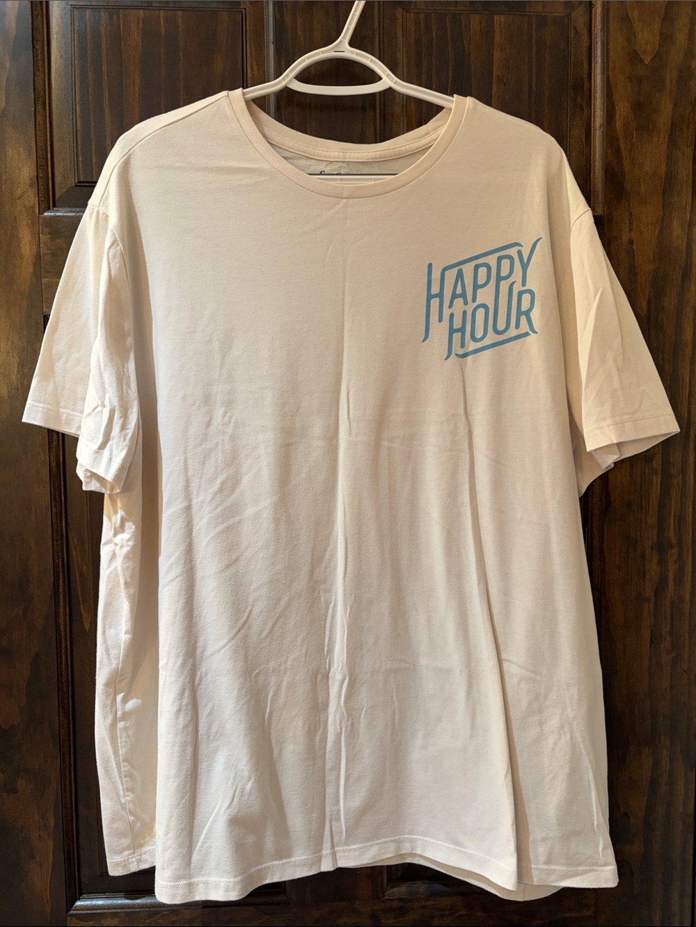 Goodfellow & Co Light Cream 'Happy Hour' Graphic Tee with Blue Logo